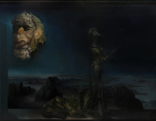 Hans-Peter Müller | Promenierende Isis mit Bildnis Carl Zeiss in der Manier Arcimboldo | Surrealismus Aktuelle