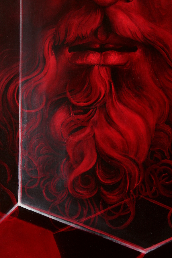 Hans-Peter Müller | Christos des Abendlandes | Hommage à Abrecht Dürer | Ausschnitt | Öl / Leindwand | Surrealismus-Aktuelle.com