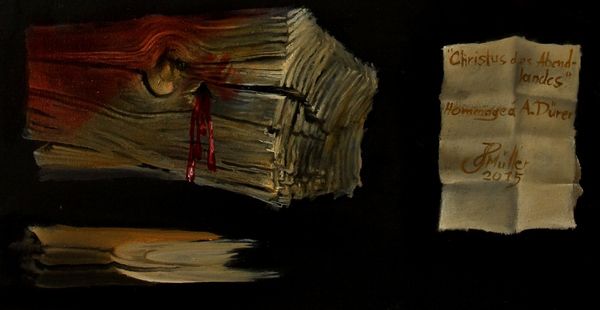 Hans-Peter Müller | Christos des Abendlandes | Hommage à Abrecht Dürer | Ausschnitt | Öl / Leindwand | Surrealismus-Aktuelle.com