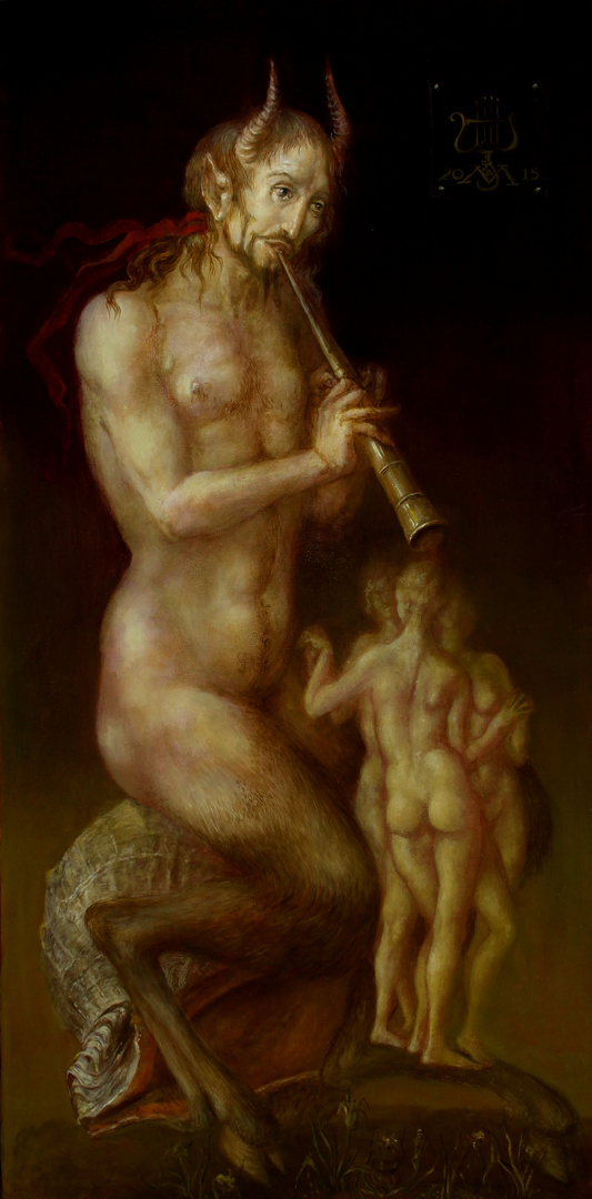 Alexandra Müller-Jontschewa | Satyr mit Grazien | Surrealismus-Aktuelle.com