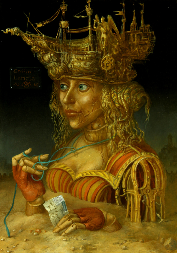Alexandra Müller-Jontschewa | Grafin Lancia in der Wüste | Surrealismus-Aktuelle.com