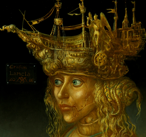Alexandra Müller-Jontschewa | Grafin Lancia in der Wüste | Surrealismus-Aktuelle.com