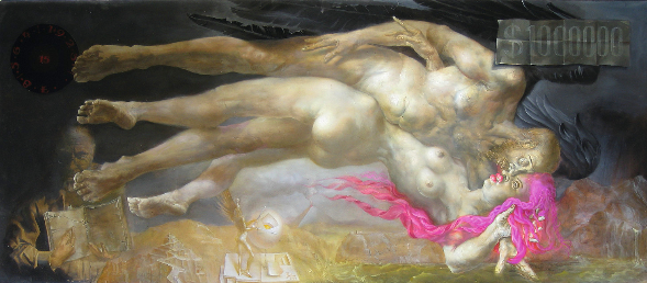 Hans-Peter Müller | 1000000 Dollarschein | 100 x 230 cm | Surrealismus-Aktuelle.com