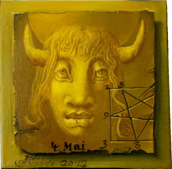Hans-Peter Müller | Im Zeichen der Kuh | 20 x 20 cm | surrealismus-aktuelle.com