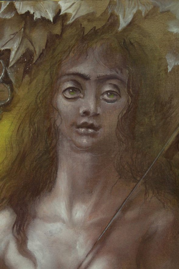 Hans-Peter Müller | Kaukasierin mit Hund | Öl Leinwand | 2018 | Detail