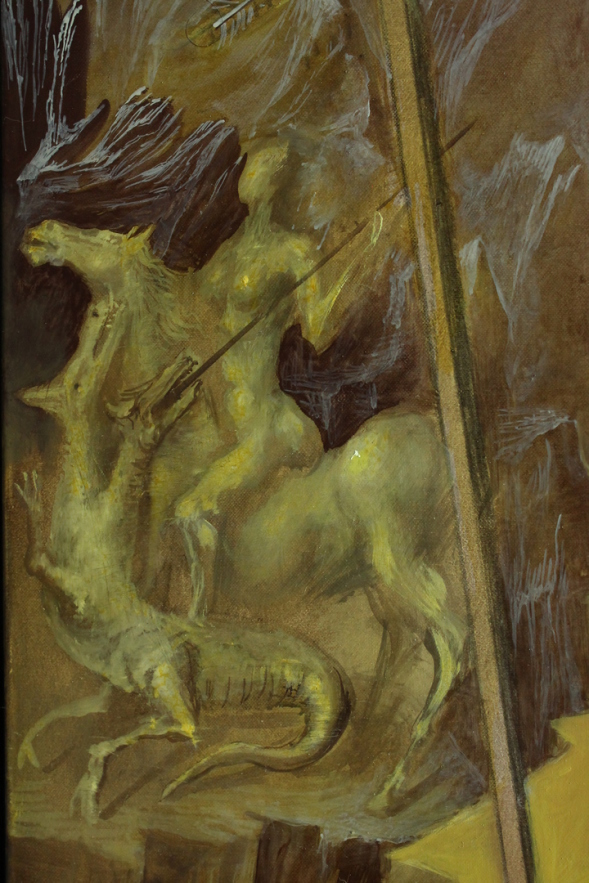 Hans-Peter Müller | Kaukasierin mit Hund | Öl Leinwand | 2018 | Detail