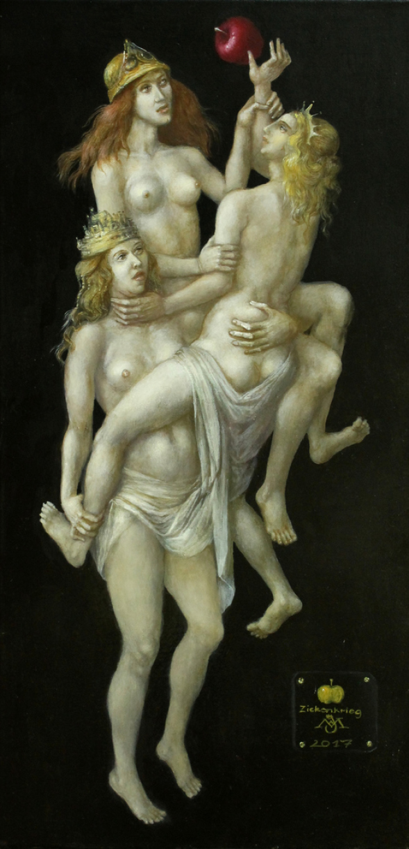 Alexandra Müller-Jontschewa | Zickenkrieg auf Olymp | 80x40 | Öl | 2017