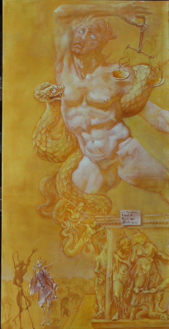 Hans-Peter Müller |Der Hund mit den verschnittenen Ohren - La Fontaine Buch 10 - 9.Fabel|Surrealismus-Aktuelle.com